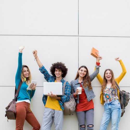 4 students celebrating their right choices in high school