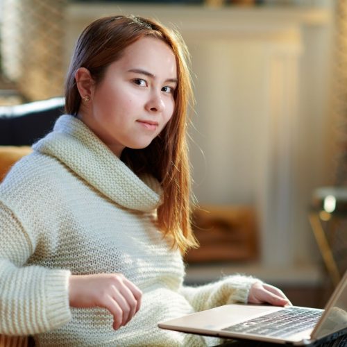 Teen girl at computer